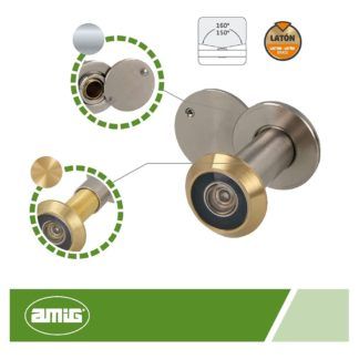 Mirilla Mod 3 Oro y Plata con Lente Super Angular para Puertas Interiores y Exteriores